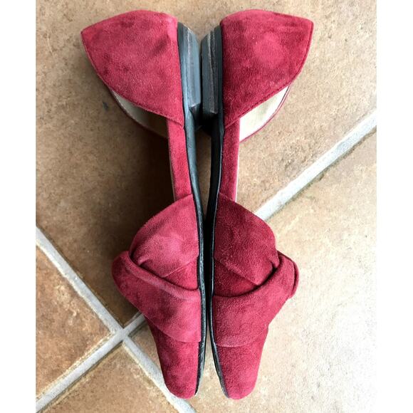 Eileen Fisher Red Suede D'Orsay Flats size 6 Festive Classic Shoes - Picture 3 of 10
